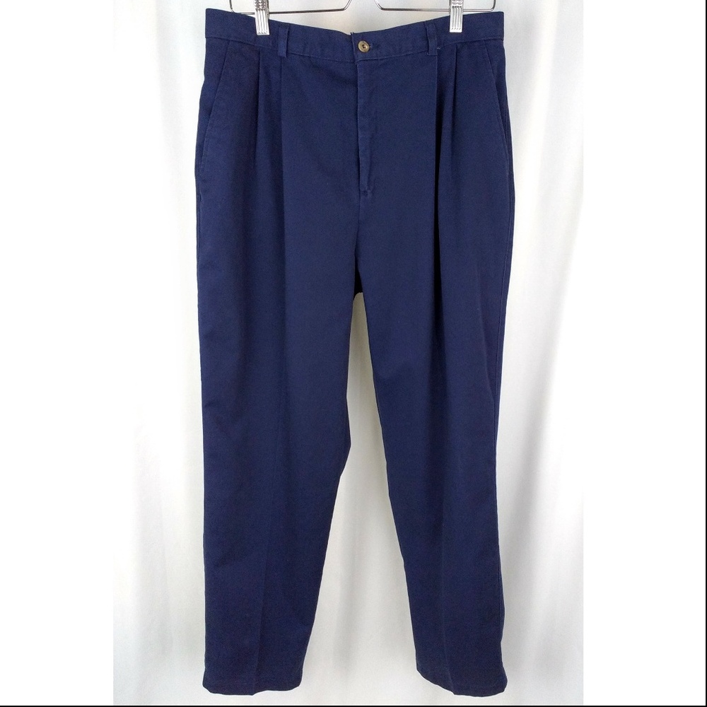 Talbots Pleated Pants Chinos Cotton Navy Size 16